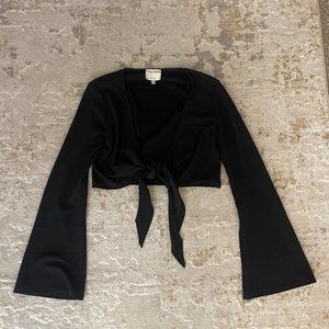 Crop Top Long Sleeves Tie Front